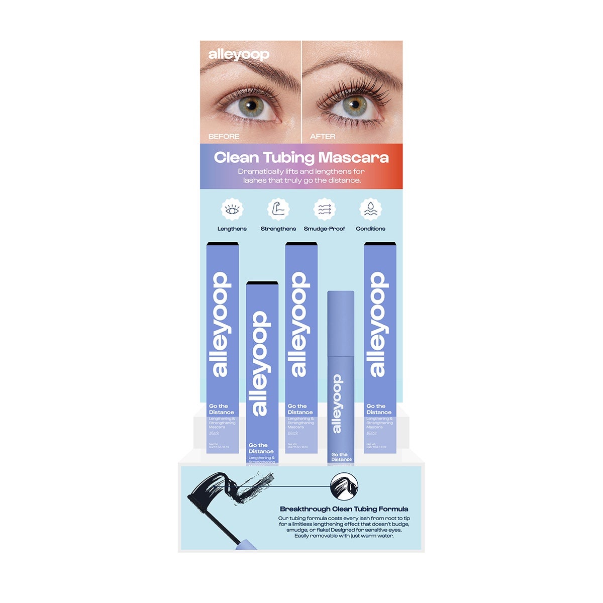 Go the Distance Clean Tubing Mascara Display